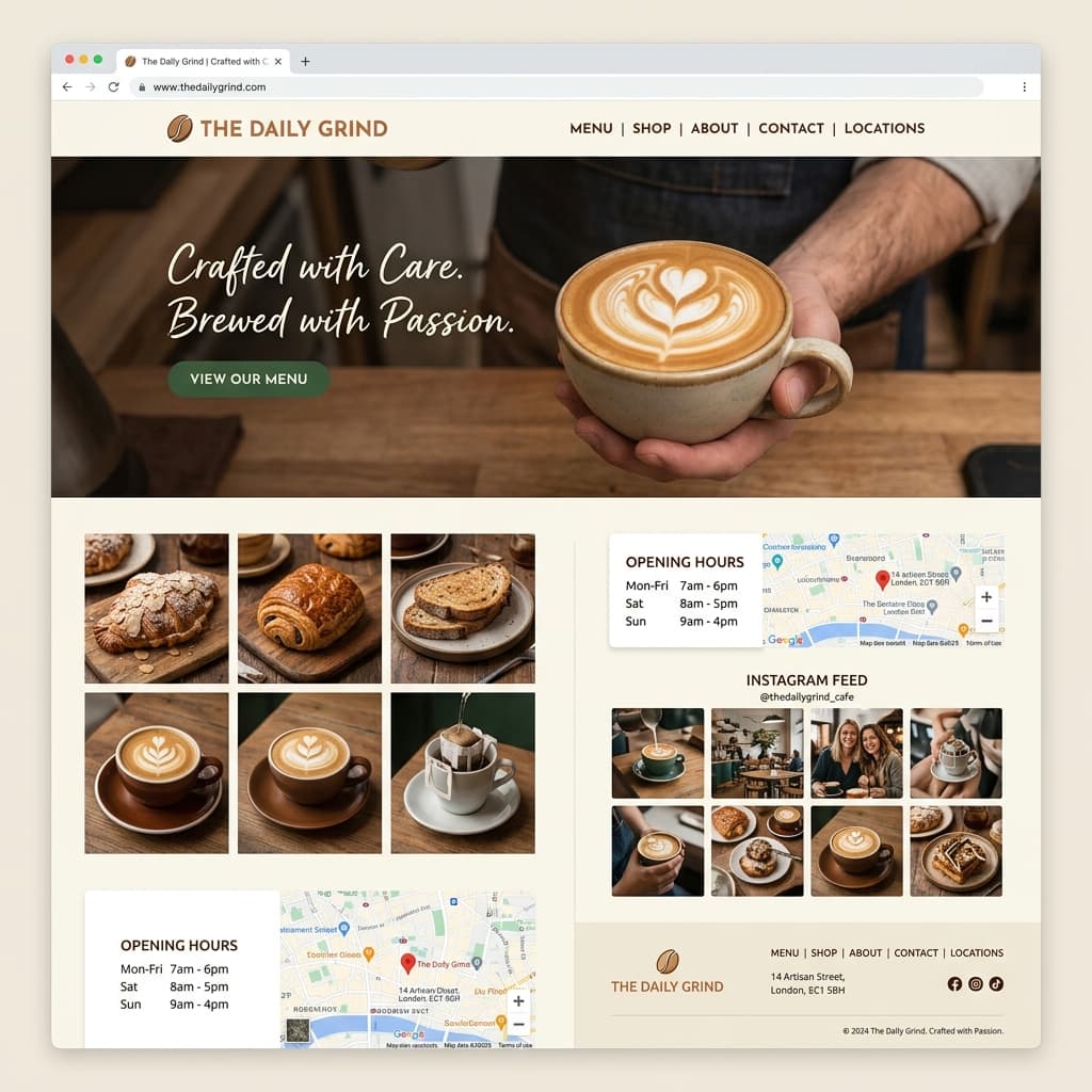 The Daily Grind Cafe Mockup