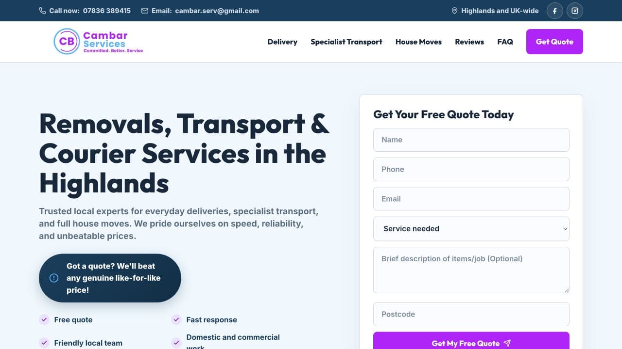 Cambar Services website