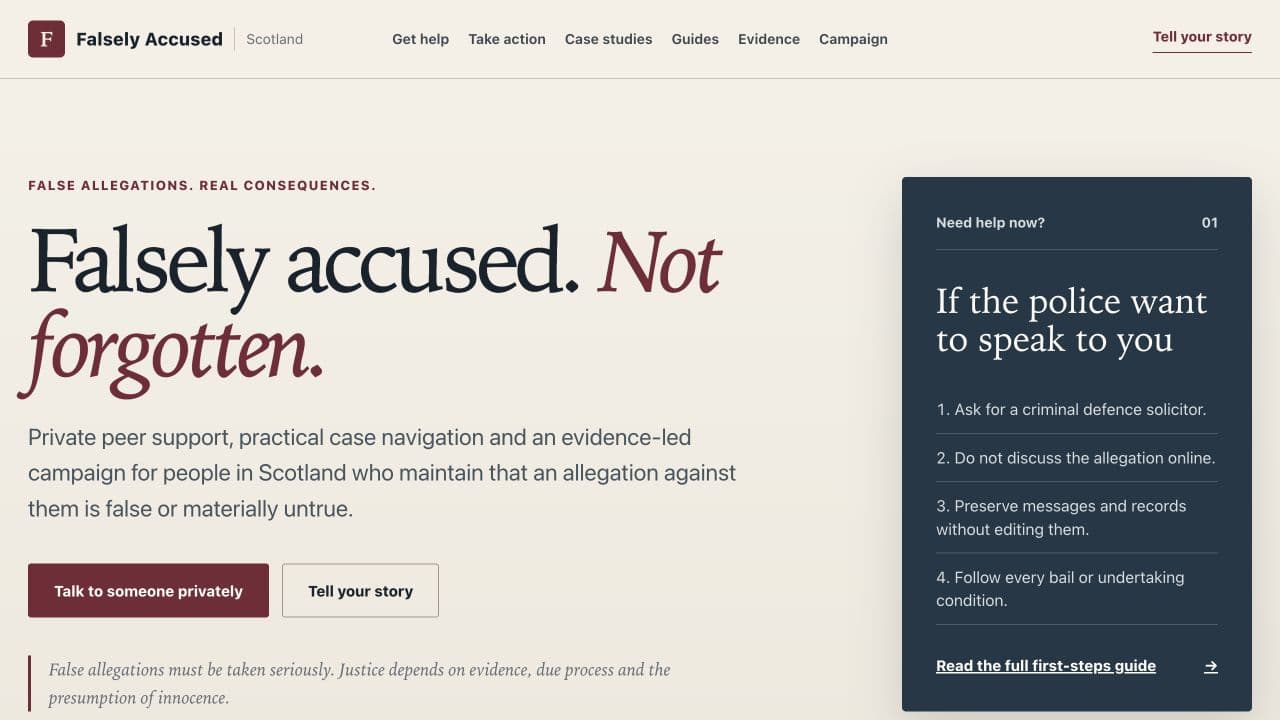 Falsely Accused Scotland website