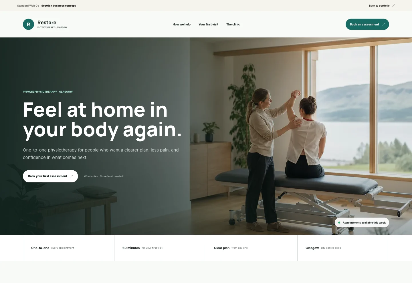 Restore Physiotherapy concept design