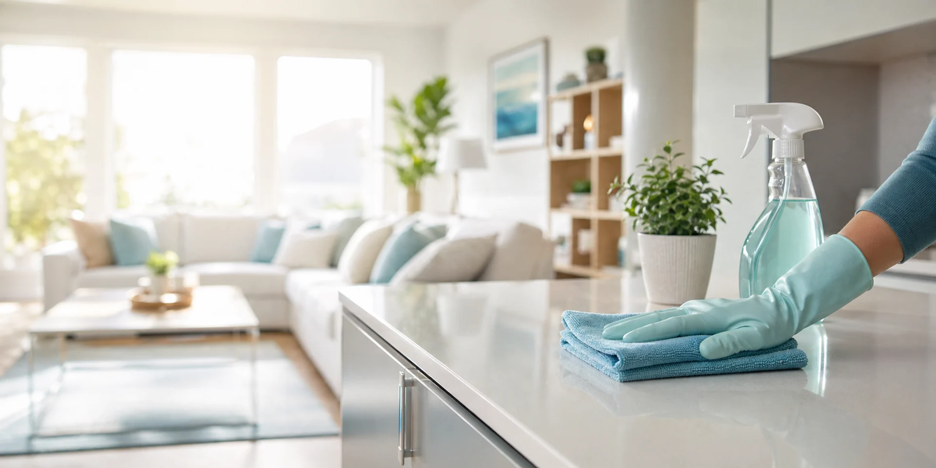 A bright clean home interior used for a cleaning service website